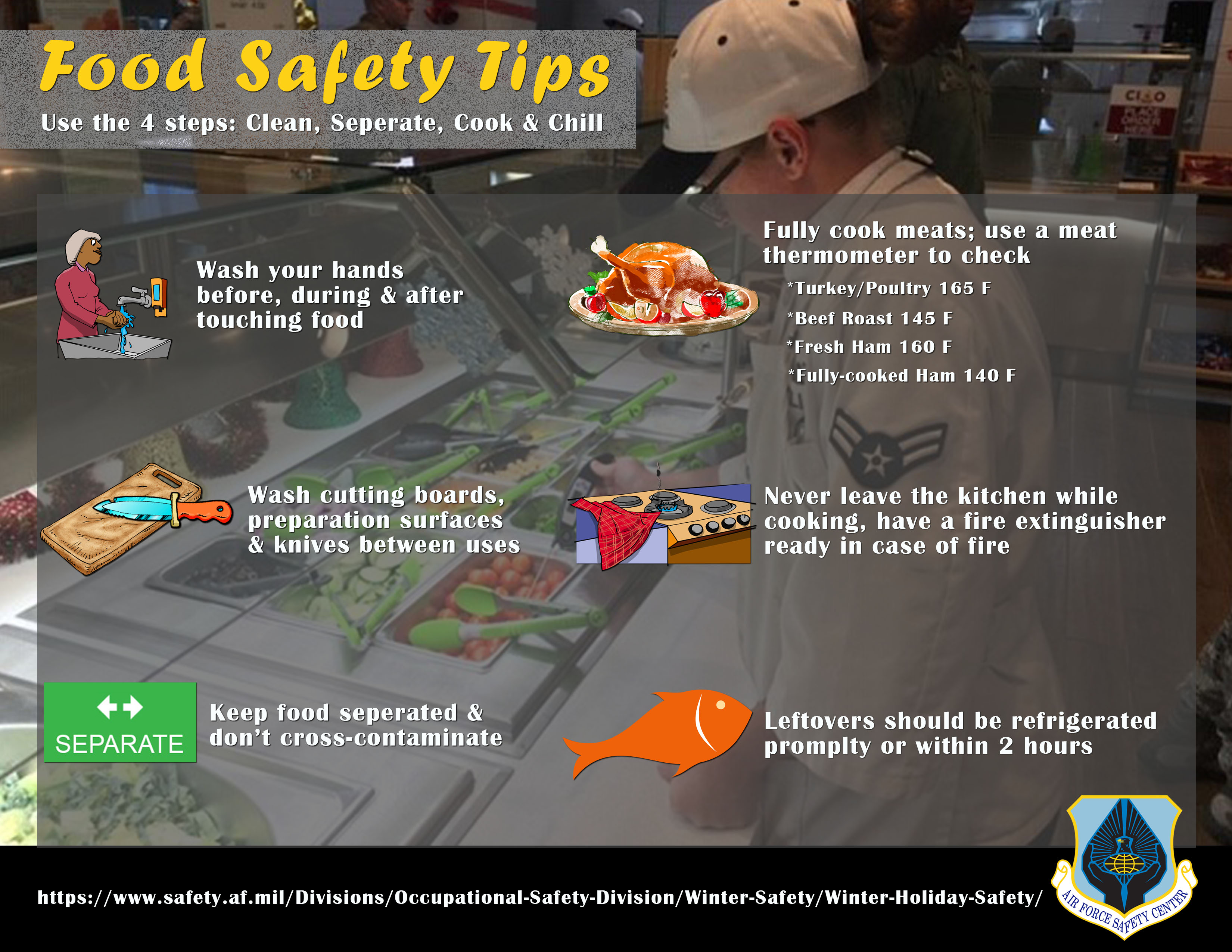 Food Safety Tips - Four Steps to food safety poster